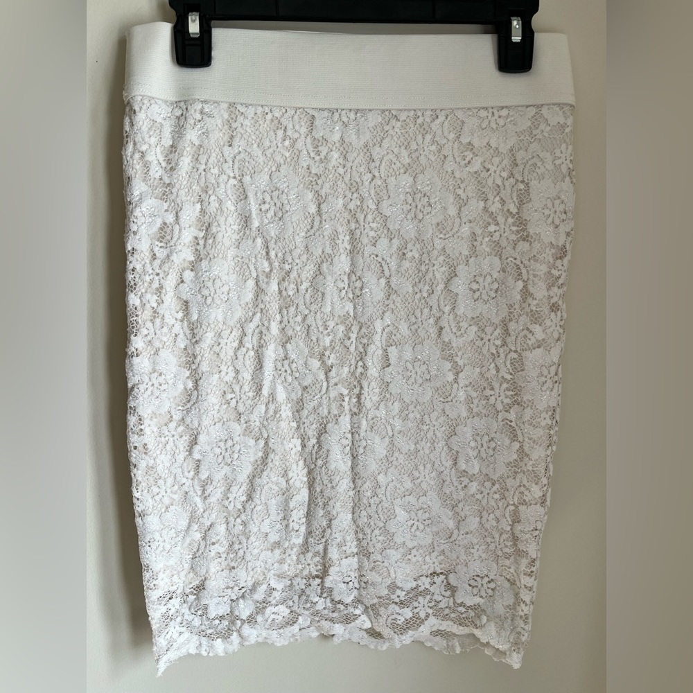White Lace Pencil Skirt Maurice's Size M